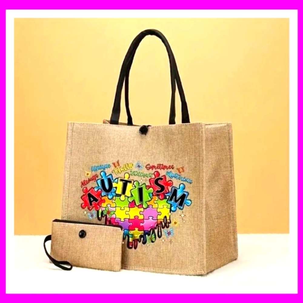 NWT AUTISM AWARENESS TOTE & CHANGE PURSE